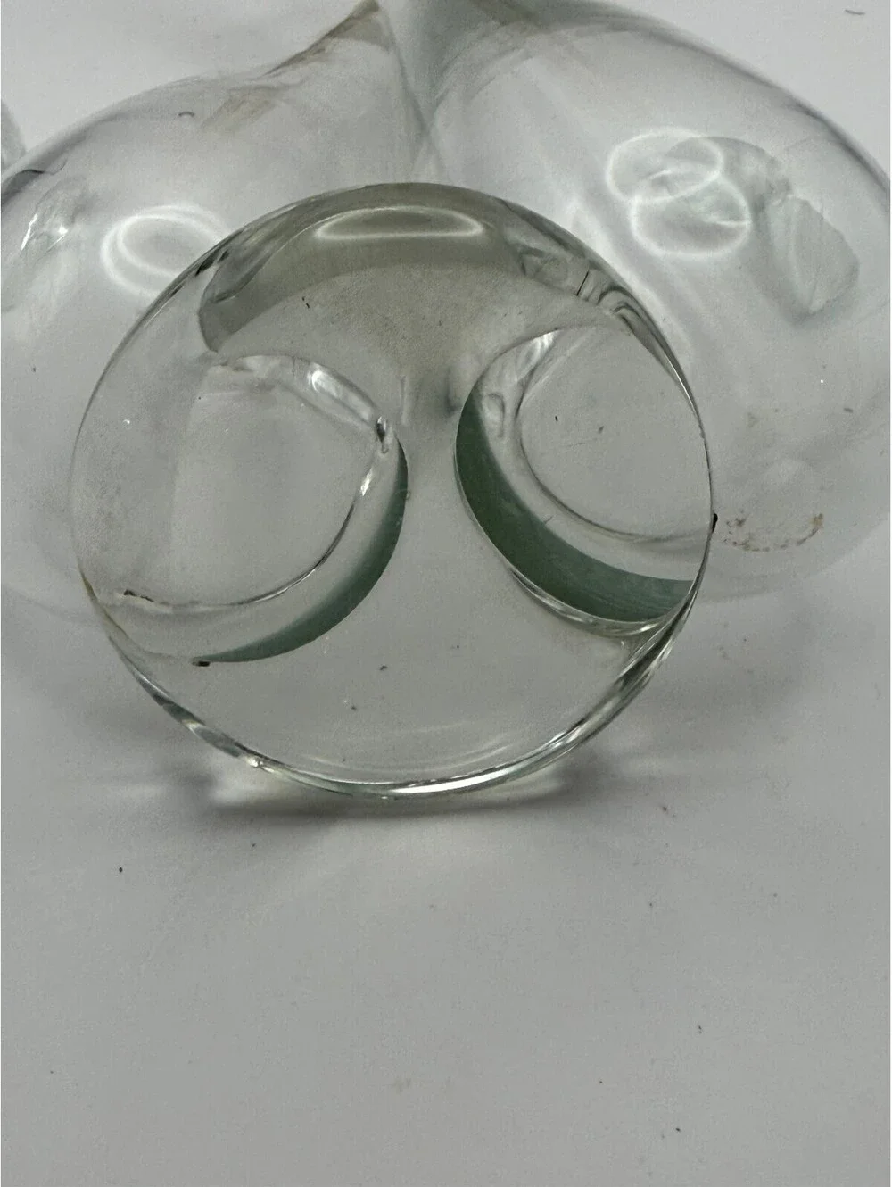 Vintage Hand Blown Glass Cruet Oil & Vinegar Set w/ Ground Stoppers Clear